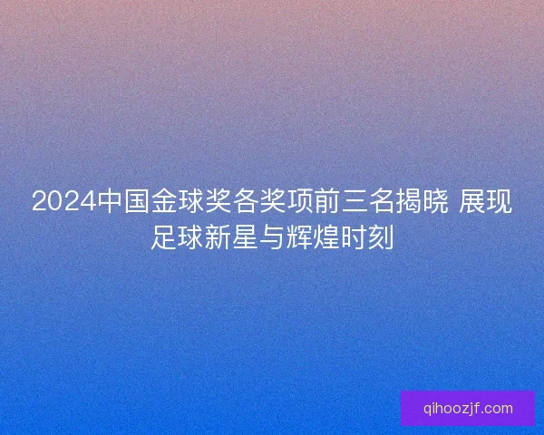 2024中国金球奖各奖项前三名揭晓 展现足球新星与辉煌时刻