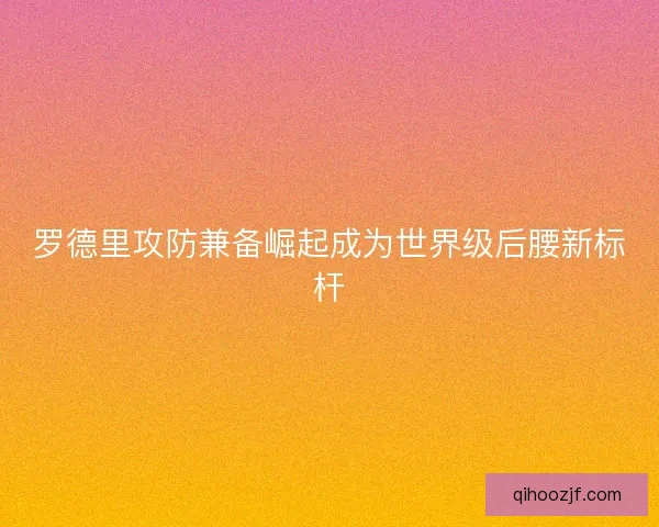 罗德里攻防兼备崛起成为世界级后腰新标杆